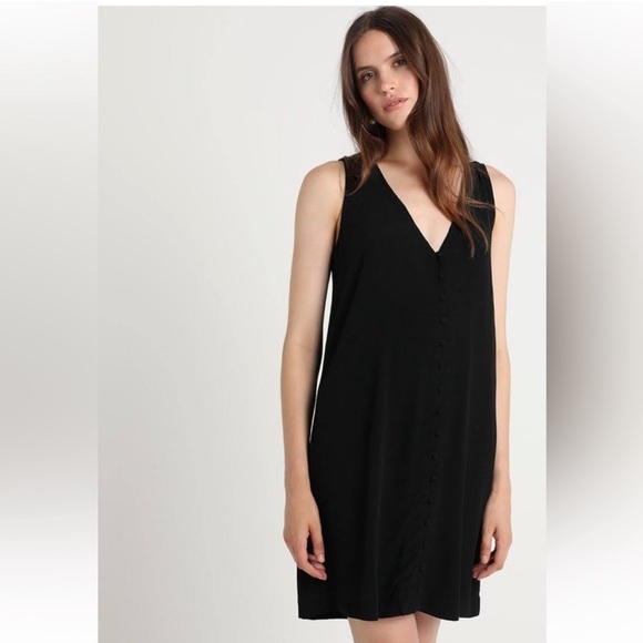 Madewell Heather Button Front Dress Black Viscose V Neck Sleeveless Size XS - Picture 1 of 7